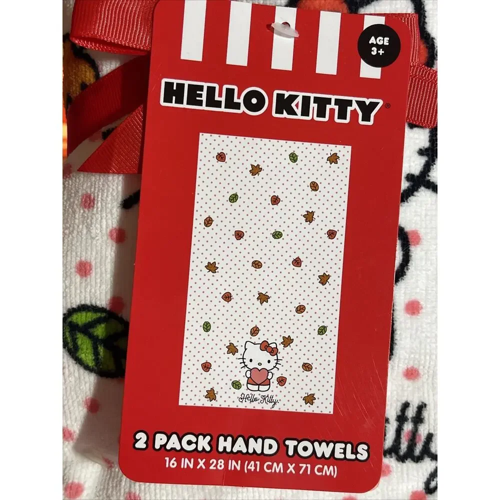 Hello Kitty Thanksgiving Hand Towels Dots Leaves Fall Autumn 2024 Sanrio 2 Pack